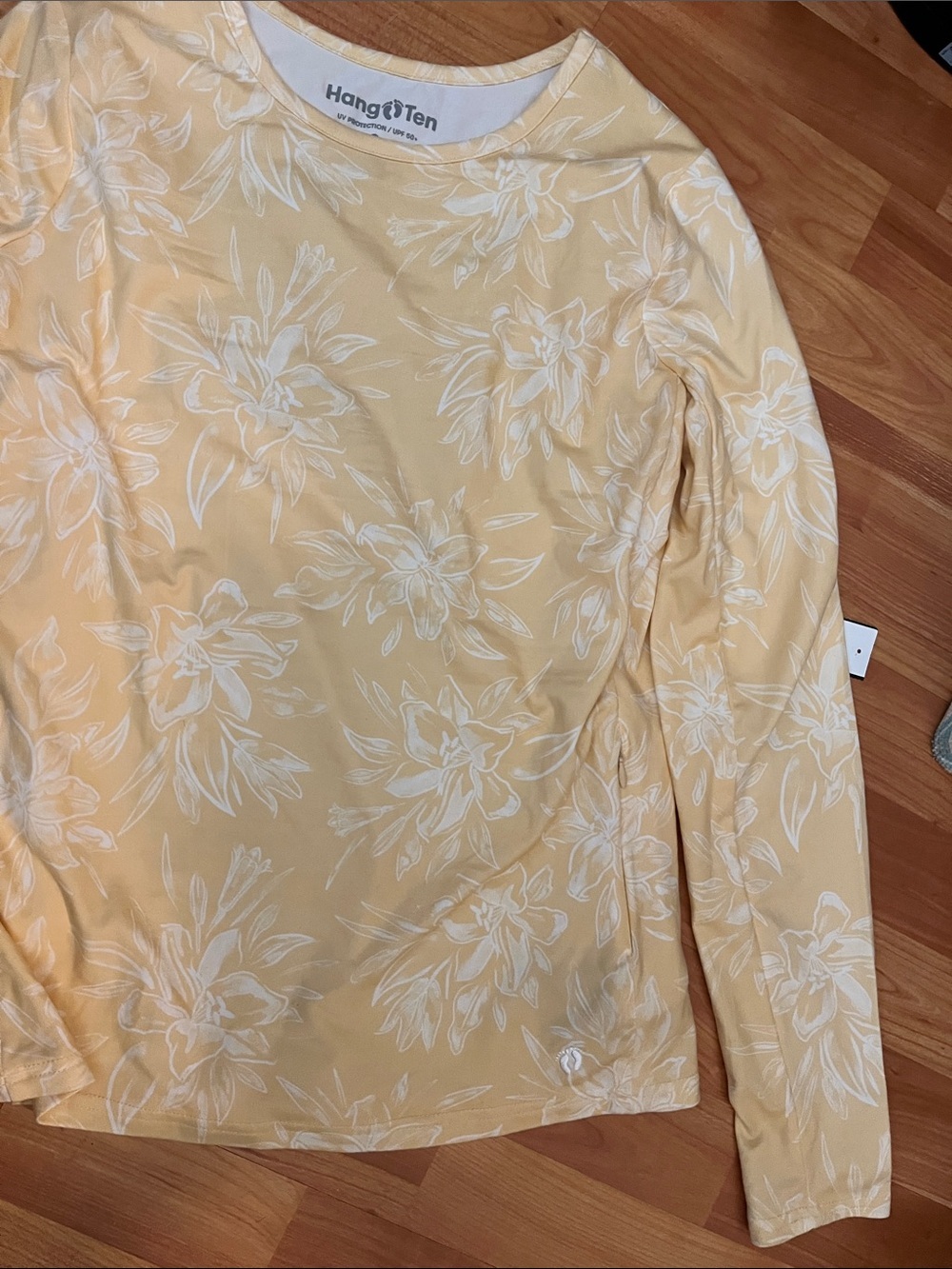Hang Ten Yellow Floral Long Sleeve Shirt Size S